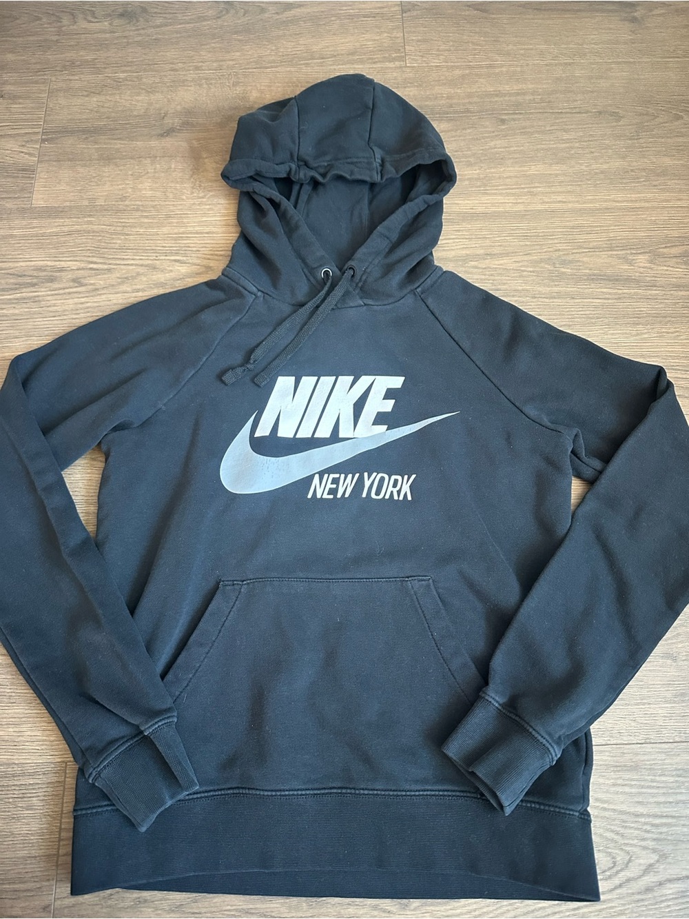 Nike Black Pullover Hoodie with White Logo - New York